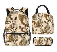 ewndhtse Set di zaino per la scuola con borsa per il pranzo e astuccio, set da 3 pezzi, zaino da viaggio, zaino casual per adolescenti, ragazze, ragazzi, primaria, junior, medio, canguri e un bambino