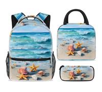 ewndhtse Set di zaino per la scuola con borsa per il pranzo e astuccio, set da 3 pezzi, zaino da viaggio, zaino casual per adolescenti, ragazze, ragazzi, primaria, junior, medio, acquerello pulito