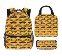 ewndhtse Set di zaino per la scuola con borsa per il pranzo e astuccio, set da 3 pezzi, zaino da viaggio, zaino casual per adolescenti, ragazze, ragazzi, primaria, junior, mezzo, Cars