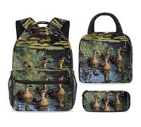 ewndhtse Set di zaino per la scuola con borsa per il pranzo e astuccio, set da 3 pezzi, zaino da viaggio, zaino casual per adolescenti, ragazze, ragazzi, primaria, junior, media, corridore indiano