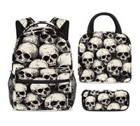 ewndhtse Set di zaino per la scuola con borsa per il pranzo e astuccio, set da 3 pezzi, zaino da viaggio, zaino casual per adolescenti, ragazze, ragazzi, primaria, junior, medio, senza cuciture