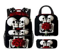 ewndhtse Set di zaino per la scuola con borsa per il pranzo e astuccio, set da 3 pezzi, zaino da viaggio, zaino casual per adolescenti, ragazze, ragazzi, primaria, junior, medio, amante degli