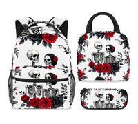 ewndhtse Set di zaino per la scuola con borsa per il pranzo e astuccio, set da 3 pezzi, zaino da viaggio, zaino casual per adolescenti, ragazze, ragazzi, primaria, junior, media, amante degli