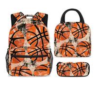 ewndhtse Set di zaino per la scuola con borsa per il pranzo e astuccio, set da 3 pezzi, zaino da viaggio, zaino casual per adolescenti, ragazze, ragazzi, primaria, junior, media, quattro palloni da