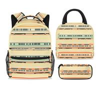 ewndhtse Set di zaino per la scuola con borsa per il pranzo e astuccio, set da 3 pezzi, zaino da viaggio, zaino casual per adolescenti, ragazze, ragazzi, primaria, junior, medio, ferrovia extra lunga