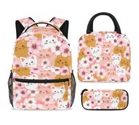 ewndhtse Set di zaino per la scuola con borsa per il pranzo e astuccio, set da 3 pezzi, zaino da viaggio, zaino casual per adolescenti, ragazze, ragazzi, primaria, junior, medio, senza cuciture, con