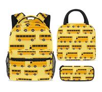 ewndhtse Set di zaino per la scuola con borsa per il pranzo e astuccio, set da 3 pezzi, zaino da viaggio, zaino casual per adolescenti, ragazze, ragazzi, primaria, media, scuolabus, motivo