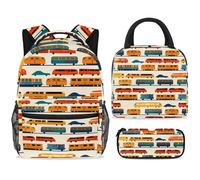 ewndhtse Set di zaino per la scuola con borsa per il pranzo e astuccio, set da 3 pezzi, zaino da viaggio, zaino casual per adolescenti, ragazze, ragazzi, primaria, junior, mezzo, autobus, treno, auto