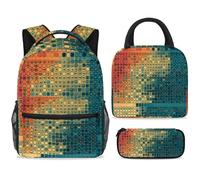 ewndhtse Set di zaino per la scuola con borsa per il pranzo e astuccio, set da 3 pezzi, zaino da viaggio, zaino casual per adolescenti, ragazze, ragazzi, primaria, junior, media, tabella dei codici