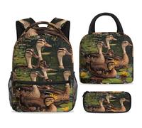 ewndhtse Set di zaino per la scuola con borsa per il pranzo e astuccio, set da 3 pezzi, zaino da viaggio, zaino casual per adolescenti, ragazze, ragazzi, primaria, junior, media, corridore indiano