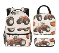 ewndhtse Set di zaino per la scuola con borsa per il pranzo e astuccio, set da 3 pezzi, zaino da viaggio, zaino casual per adolescenti, ragazze, ragazzi, primaria, junior, media, fattoria, raccolto