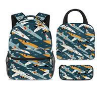 ewndhtse Set di zaino per la scuola con borsa per il pranzo e astuccio, set da 3 pezzi, zaino da viaggio, zaino casual per adolescenti, ragazze, ragazzi, primaria, junior, media, combattenti