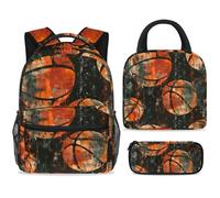 ewndhtse Set di zaino per la scuola con borsa per il pranzo e astuccio, set da 3 pezzi, zaino da viaggio, zaino casual per adolescenti, ragazze, ragazzi, primaria, junior, medio, grunge basket