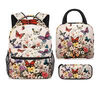 ewndhtse Set di zaino per la scuola con borsa per il pranzo e astuccio, set da 3 pezzi, zaino da viaggio, zaino casual per adolescenti, ragazze, ragazzi, primaria, junior, medio, acquerello, cosmo