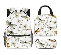 ewndhtse Set di zaino per la scuola con borsa per il pranzo e astuccio, set da 3 pezzi, zaino da viaggio, zaino casual per adolescenti, ragazze, ragazzi, primaria, junior, media, primavera, margherita