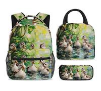 ewndhtse Set di zaino per la scuola con borsa per il pranzo e astuccio, set da 3 pezzi, zaino da viaggio, zaino casual per adolescenti, ragazze, ragazzi, primaria, junior, media, corridore indiano