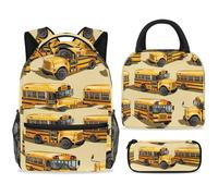 ewndhtse Set di zaino per la scuola con borsa per il pranzo e astuccio, set da 3 pezzi, zaino da viaggio, zaino casual per adolescenti, ragazze, ragazzi, primaria, media, scuolabus