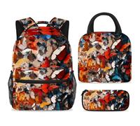 ewndhtse Set di zaino per la scuola con borsa per il pranzo e astuccio, set da 3 pezzi, zaino da viaggio, zaino casual per adolescenti, ragazze, ragazzi, primaria, junior, medio, senza cuciture