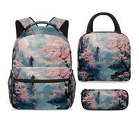 ewndhtse Set di zaino per la scuola con borsa per il pranzo e astuccio, set da 3 pezzi, zaino da viaggio, zaino casual per adolescenti, ragazze, ragazzi, primaria, junior, medio, dipinto a olio