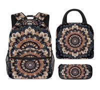 ewndhtse Set di zaino per la scuola con borsa per il pranzo e astuccio, set da 3 pezzi, zaino da viaggio, zaino casual per adolescenti, ragazze, ragazzi, primaria, junior, medio, mandala, floreale