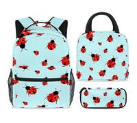 ewndhtse Set di zaino per la scuola con borsa per il pranzo e astuccio, set da 3 pezzi, zaino da viaggio, zaino casual per adolescenti, ragazze, ragazzi, primaria, junior, media, coccinelle