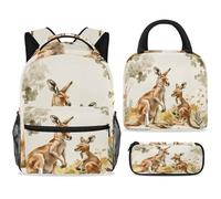 ewndhtse Set di zaino per la scuola con borsa per il pranzo e astuccio, set da 3 pezzi, zaino da viaggio, zaino casual per adolescenti, ragazze, ragazzi, primaria, junior, medio, canguro e bambino