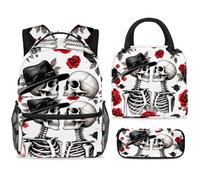 ewndhtse Set di zaino per la scuola con borsa per il pranzo e astuccio, set da 3 pezzi, zaino da viaggio, zaino casual per adolescenti, ragazze, ragazzi, primaria, junior, media, amante degli