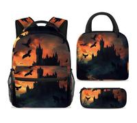 ewndhtse Set di zaino per la scuola con borsa per il pranzo e astuccio, set da 3 pezzi, zaino da viaggio, zaino casual per adolescenti, ragazze, ragazzi, primaria, junior, medio, corvo volante sopra