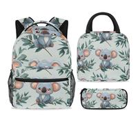 ewndhtse Set di zaino per la scuola con borsa per il pranzo e astuccio, set da 3 pezzi, zaino da viaggio, zaino casual per adolescenti, ragazze, ragazzi, primaria, junior, medio, koala si siede su