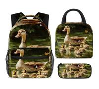 ewndhtse Set di zaino per la scuola con borsa per il pranzo e astuccio, set da 3 pezzi, zaino da viaggio, zaino casual per adolescenti, ragazze, ragazzi, primaria, junior, media, corridore indiano