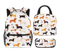 ewndhtse Set di zaino per la scuola con borsa per il pranzo e astuccio, set da 3 pezzi, zaino da viaggio, zaino casual per adolescenti, ragazze, ragazzi, primaria, junior, medio, senza cuciture, con