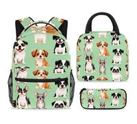 ewndhtse Set di zaino per la scuola con borsa per il pranzo e astuccio, set da 3 pezzi, zaino da viaggio, zaino casual per adolescenti, ragazze, ragazzi, primaria, junior, media, Jack Russell Terrier