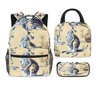 ewndhtse Set di zaino scolastico con borsa per il pranzo e astuccio, set da 3 pezzi, zaino da viaggio, zaino casual per adolescenti, ragazze, ragazzi, primaria, junior, medio, Australia Kangaroo