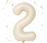 EWODEIEW Palloncino con numeri 2 Beige, palloncino con numeri 2 da 40 pollici, palloncino 2. Decorazione per il 2° compleanno per ragazze, palloncino gigante in lamina per il 2° compleanno, per