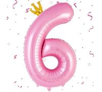 EWODEIEW Palloncino con numeri 6 rosa, 40 pollici, con numeri 6 pellicole, 6. Decorazione di compleanno per ragazze, palloncini in pellicola, 6. per ragazze, ragazzi, compleanni, feste, compleanni