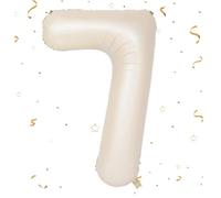 EWODEIEW Palloncino con numeri 7 beige, 40 pollici, 7 pellicole, 7. Decorazione di compleanno per ragazze, palloncini in pellicola, 7. Per ragazze, ragazzi, compleanni, feste di compleanno