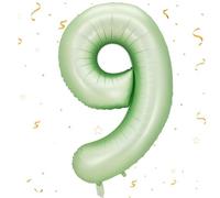 EWODEIEW Palloncino con numeri 9 palloncini verde salvia da 40 pollici, con numeri 9 pellicole, 9. Decorazione di compleanno per ragazze, palloncini in pellicola 9. per ragazze, ragazzi, compleanni
