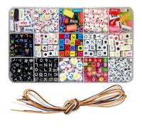 Ewparts 1000 PCS Lettere per Braccialetti Lettere Perline Alfabeti Perline Bracciale Perline Colorate Kit Braccialetti fai da te Perline Set di Perline Bracciali Amicizia Collane Kit per Braccialetti