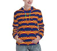 EWQrtyy Arizona State Flag - Felpa con cappuccio da donna, morbida, di peso medio, casual, con tasca, Nero , M