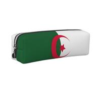 EWQrtyy Astuccio in pelle con stampa bandiera dell'Algeria, astuccio con cerniera, porta accessori, borsa per cancelleria, regalo per il ritorno a scuola, Argento, Taglia unica, Astuccio per trucchi