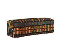 EWQrtyy Astuccio in pelle con stampa classica africana a trama intrecciata, astuccio con cerniera, porta accessori, borsa per cancelleria, regalo per il ritorno a scuola, Oro, Taglia unica, Astuccio