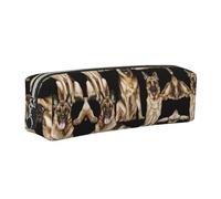 EWQrtyy Astuccio in pelle con stampa di cane pastore tedesco, astuccio con cerniera, porta accessori, borsa per cancelleria, regalo per il ritorno a scuola, Argento, Taglia unica, Astuccio per trucchi