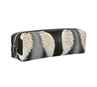 EWQrtyy Astuccio in pelle con stampa di piume d'angelo, astuccio con cerniera, porta accessori, borsa per cancelleria, regalo per il ritorno a scuola, Oro, Taglia unica, Astuccio per trucchi