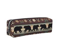 EWQrtyy Astuccio in pelle con stampa orso, astuccio con cerniera, porta accessori, borsa per cancelleria, regalo per il ritorno a scuola, Argento, Taglia unica, Astuccio per trucchi