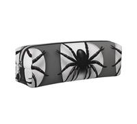 EWQrtyy Astuccio in pelle con stampa ragno nero, astuccio con cerniera, porta accessori, borsa per cancelleria, regalo per il ritorno a scuola, Argento, Taglia unica, Astuccio per trucchi