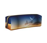 EWQrtyy Astuccio in pelle per penne e matite, con stampa cielo con luna, astuccio con cerniera, porta accessori, borsa per cancelleria, regalo per il ritorno a scuola, Oro, Taglia unica, Astuccio per