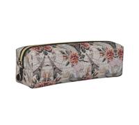 EWQrtyy Astuccio portapenne in pelle con stampa Torre Eiffel con fiore Parigi, astuccio con cerniera, porta accessori, borsa per cancelleria, regalo per il ritorno a scuola, Oro, Taglia unica