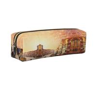 EWQrtyy Bella Venezia Canal View Printing School Pencil Case in pelle con cerniera, porta accessori, borsa per cancelleria, regalo per il ritorno a scuola, Oro, Taglia unica, Astuccio per trucchi