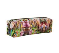 EWQrtyy Candy Land 2 Astuccio in pelle per penne e matite, con cerniera, porta accessori, borsa per cancelleria, regalo per il ritorno a scuola, Oro, Taglia unica, Astuccio per trucchi