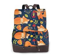 EWQrtyy Carino animale volpe fiore piccolo zaino borsa per le donne, mini zaino in pelle PU con tasche multiple